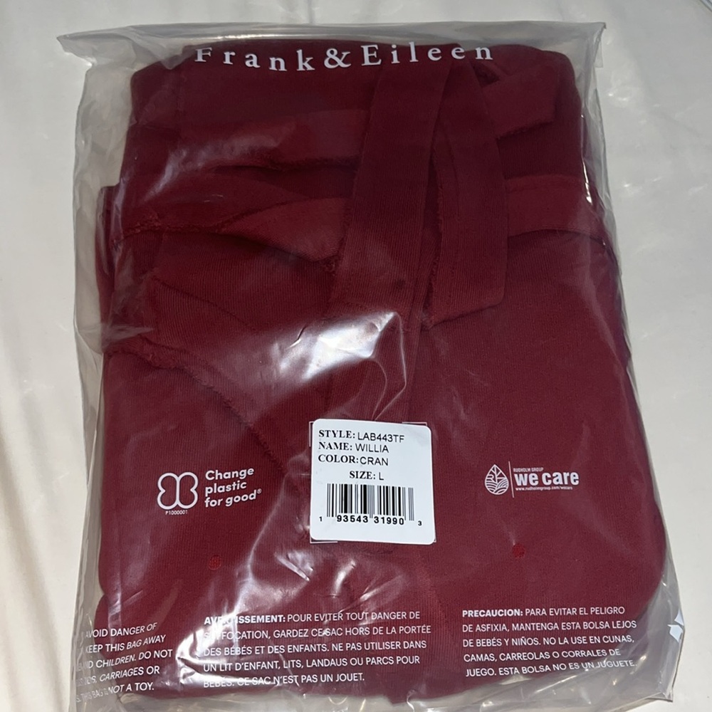 NWT Frank & Eileen Willa Long Sleeve Fleece Wrap Dress in Cranberry Sz L - Picture 7 of 9